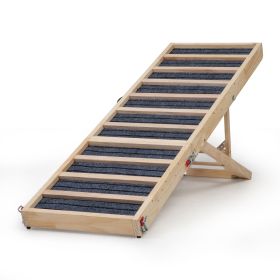 Pine Wood Pet Stairs, 55.1"L x 15.7"W x 2.8"H, Natural Wood