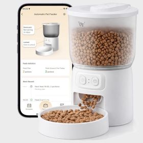 Waithem Wi-Fi Automatic Cat Feeder, Timed Dry Food Dispenser, App-Programmable Portion Control, Up To 10 Meals Per Day, Dual Power Supply, Suitab (Option: white)