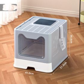 Cat Litter Box Front Entry Enclosed Extra Large Litter Box With Litter Catching Lid And Scoop For Big Cats Kitty (Option: GRAY)